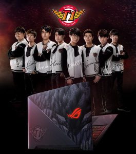 eSports sponsorships, gaming setup, ASUS ROG Strix SKT T1, SKT T1, League of Legends team, Gaming Laptop